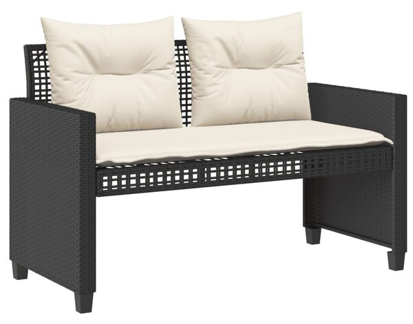 4 részes fekete polyrattan üveg kerti ülőgarnitúra párnával