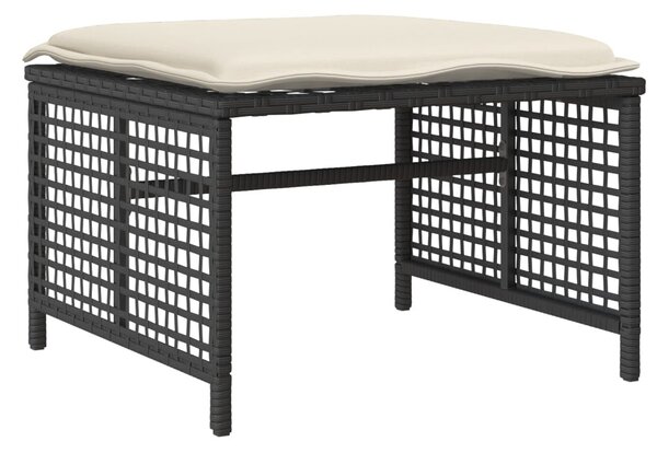 4 részes fekete polyrattan üveg kerti ülőgarnitúra párnával