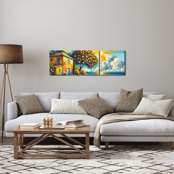Kép - Ház narancsokkal I. (órával) (90x30 cm)