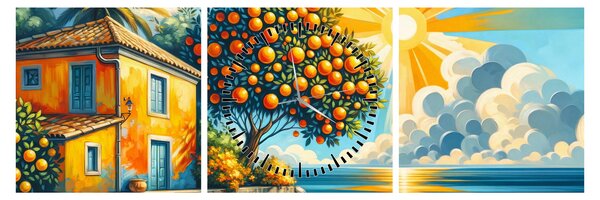Kép - Ház narancsokkal I. (órával) (90x30 cm)
