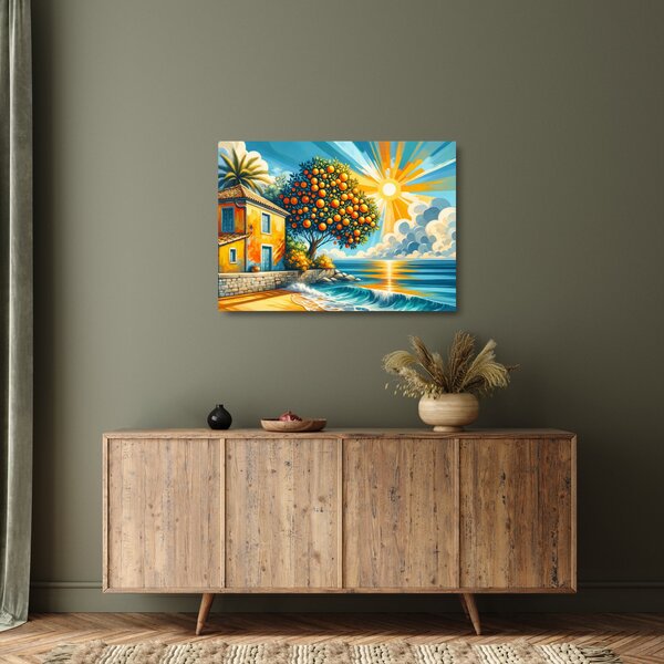 Üveg kép - Ház narancsokkal I. (70x50 cm)