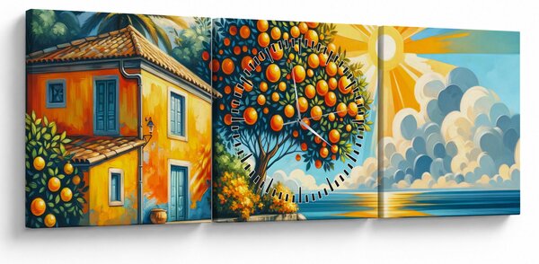 Kép - Ház narancsokkal I. (órával) (90x30 cm)