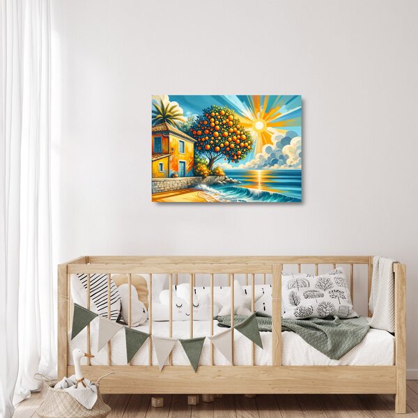 Üveg kép - Ház narancsokkal I. (70x50 cm)