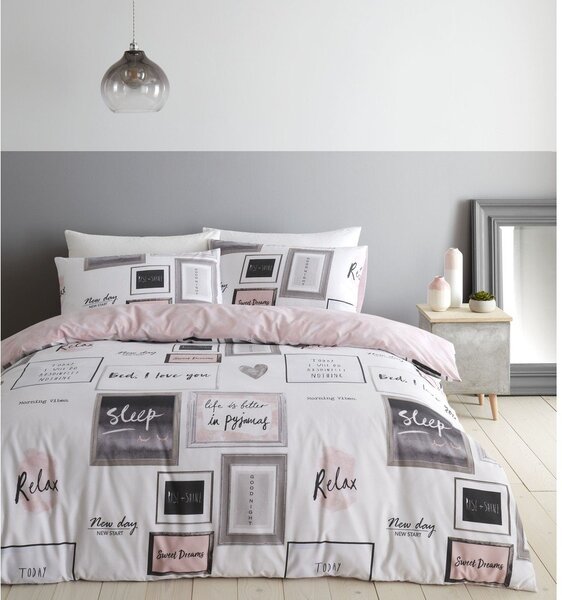 Fehér-rózsaszín kétszemélyes ágyneműhuzat 200x200 cm Sleep Dreams – Catherine Lansfield