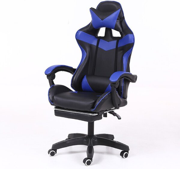 RACING PRO X Gamer szék lábtartóval, kék-fekete