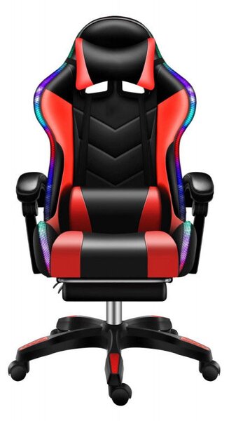 Likeregal 920 LED gamer szék lábtartóval piros masszázs funkcióval