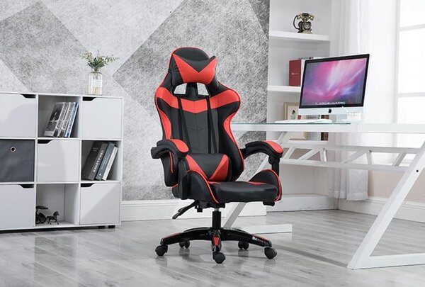 RACING PRO X Gamer szék lábtartóval, piros-fekete