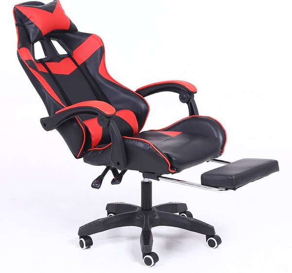 RACING PRO X Gamer szék lábtartóval, piros-fekete