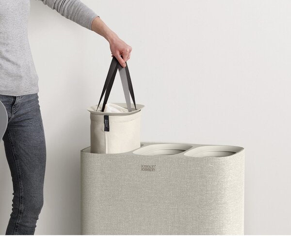 Bézs textil szennyeskosár 90 l Tota Trio – Joseph Joseph