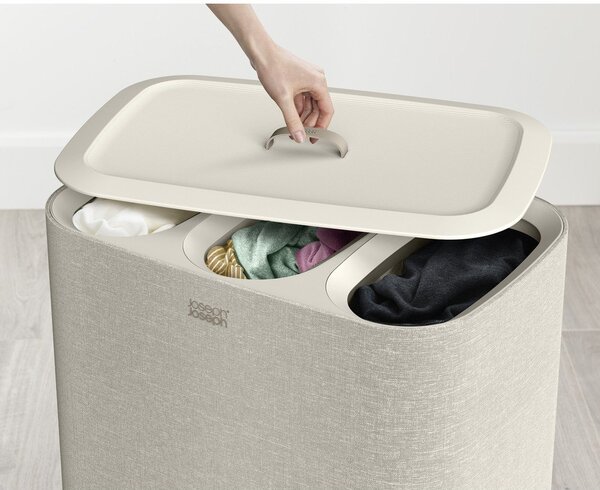 Bézs textil szennyeskosár 90 l Tota Trio – Joseph Joseph