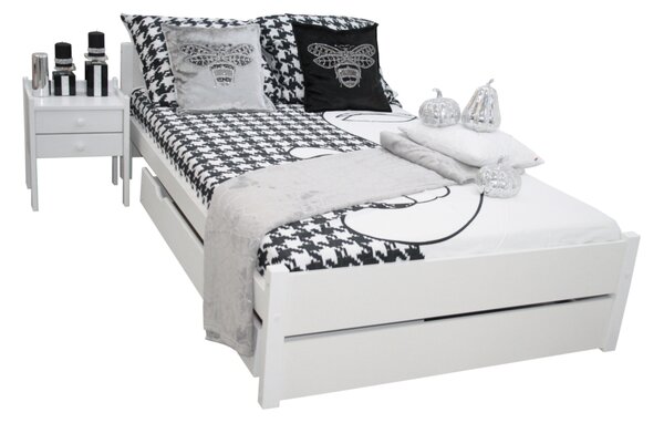 DAVON ágy + matrac + ágyrács AJÁNDÉK, 90x200, fehér + tárolóhely