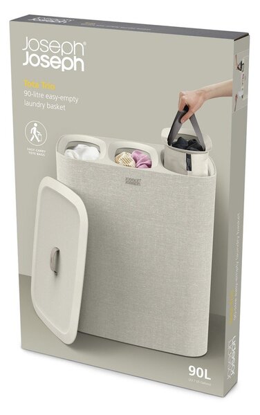 Bézs textil szennyeskosár 90 l Tota Trio – Joseph Joseph