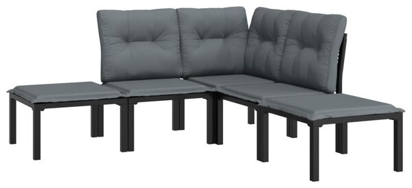 5 részes fekete-szürke polyrattan kerti ülőgarnitúra