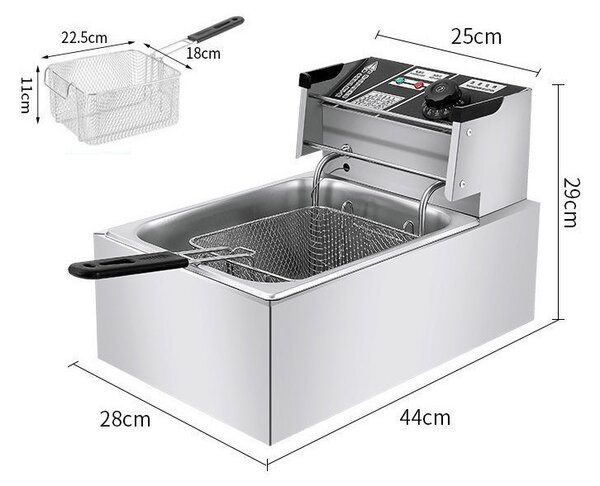 6 literes elektromos fritőz,olajsütő - 2500W