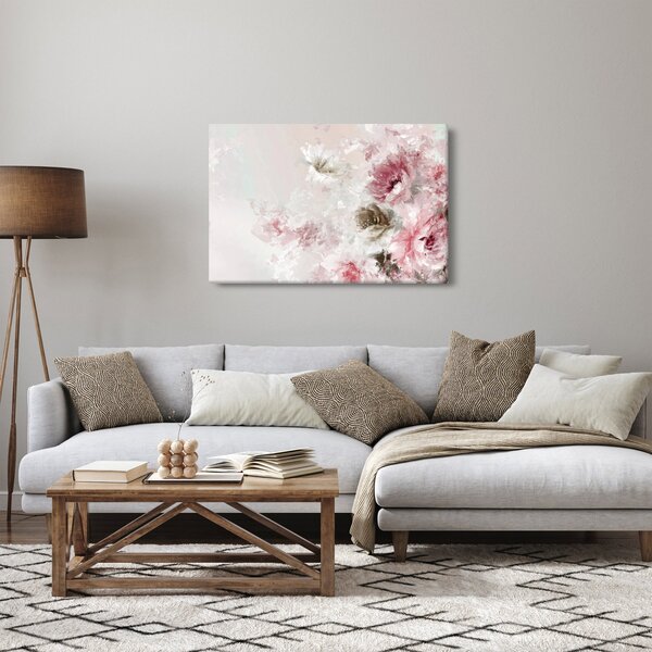 Kép - Festés rózsaszín virágok (90x60 cm)