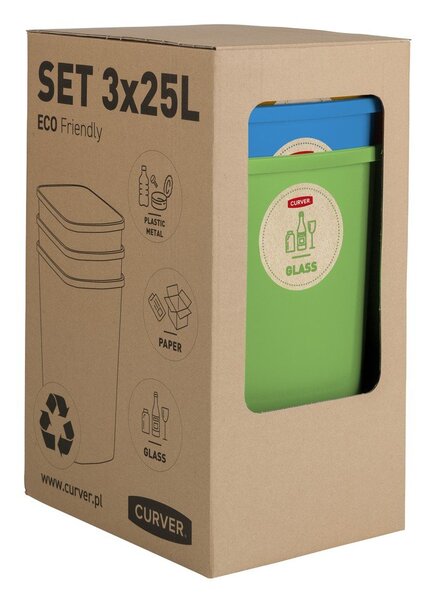 ECO 3 db-os szelektív hulladékgyűjtő szett, 25 l - Curver