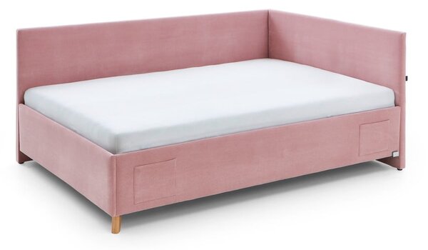 Rózsaszín kárpitozott ágyneműtartós sarok gyerekágy ágyráccsal 120x200 cm Cool – Meise Möbel