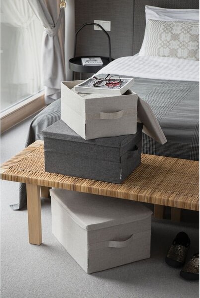 Bézs fedeles textil tárolódoboz 35x26x19 cm Soft Storage – Bigso