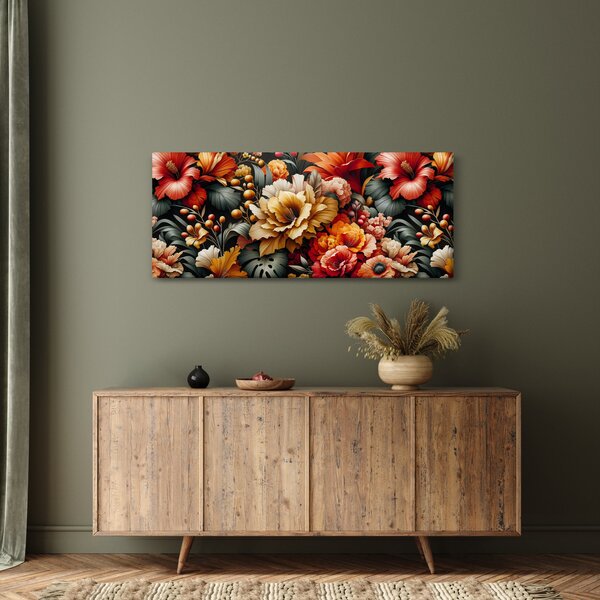 Kép - Narancs-vörös virágok (120x50 cm)