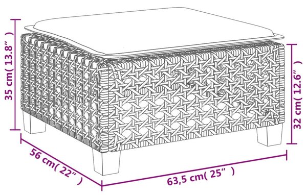 Fekete polyrattan kerti szék párnával 63,5 x 56 x 32 cm