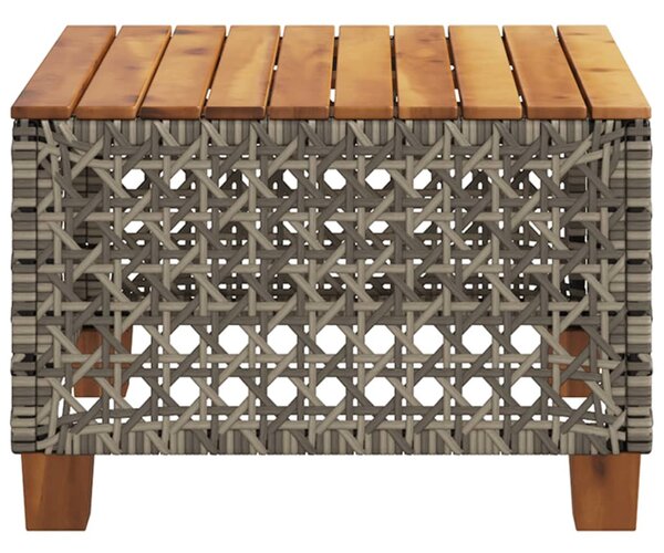 Szürke polyrattan és akácfa kerti asztal 55 x 55 x 36 cm