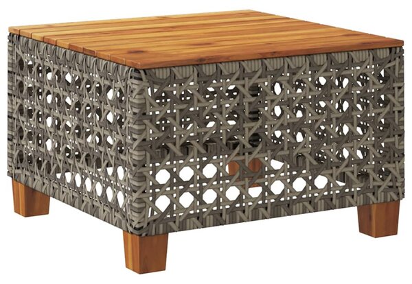 Szürke polyrattan és akácfa kerti asztal 55 x 55 x 36 cm
