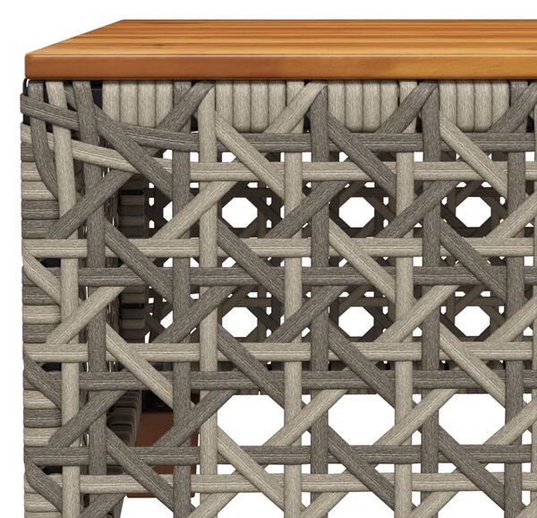 Szürke polyrattan és akácfa kerti asztal 55 x 55 x 36 cm