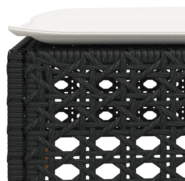 Fekete polyrattan kerti szék párnával 63,5 x 56 x 32 cm