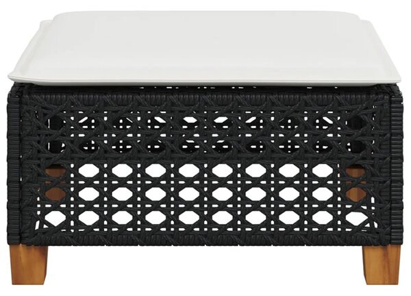 Fekete polyrattan kerti szék párnával 63,5 x 56 x 32 cm
