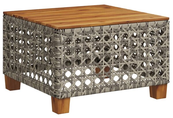 Szürke polyrattan és akácfa kerti asztal 55 x 55 x 36 cm