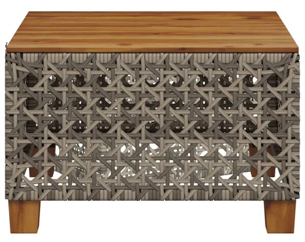 Szürke polyrattan és akácfa kerti asztal 55 x 55 x 36 cm