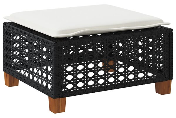 Fekete polyrattan kerti szék párnával 63,5 x 56 x 32 cm