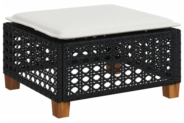 Fekete polyrattan kerti szék párnával 63,5 x 56 x 32 cm