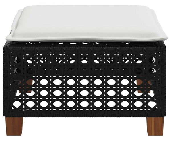 Fekete polyrattan kerti szék párnával 63,5 x 56 x 32 cm