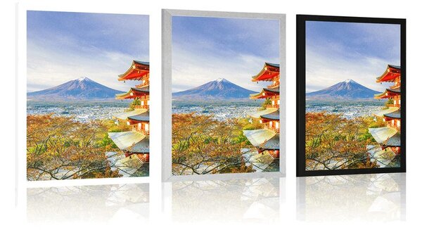 Poszter kilátással a Chureito pagodára és a Fuji-hegyre