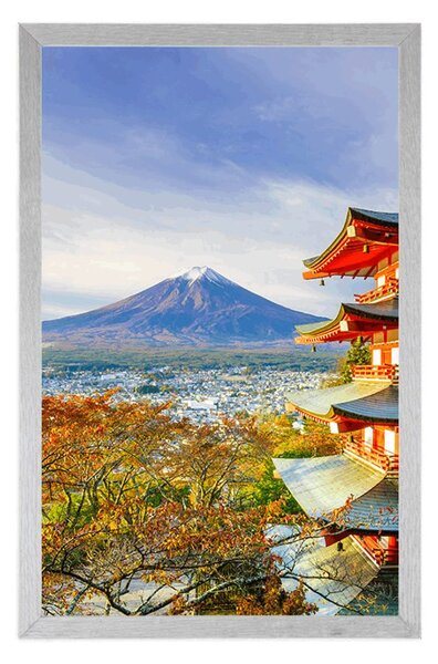 Poszter kilátással a Chureito pagodára és a Fuji-hegyre
