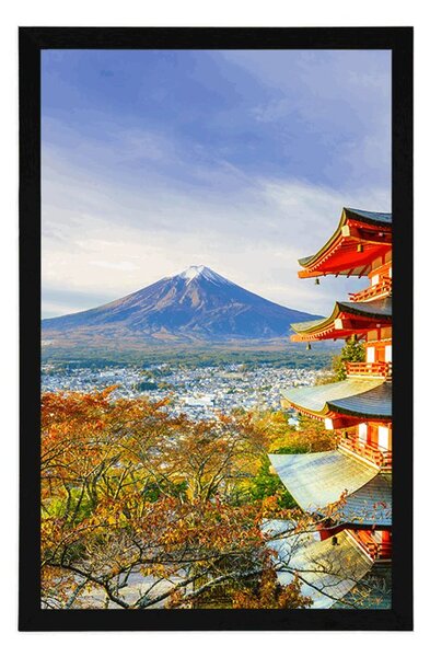 Poszter kilátással a Chureito pagodára és a Fuji-hegyre