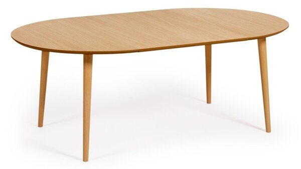 Natúr színű bővíthető étkezőasztal tölgyfa dekorral ø 120 cm Oqui – Kave Home