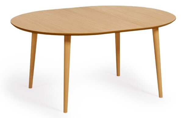 Natúr színű bővíthető étkezőasztal tölgyfa dekorral ø 120 cm Oqui – Kave Home
