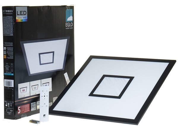 Eglo Bordonara szabályozható mennyezeti RGBW LED lámpa, 45x45 cm, fekete-fehér