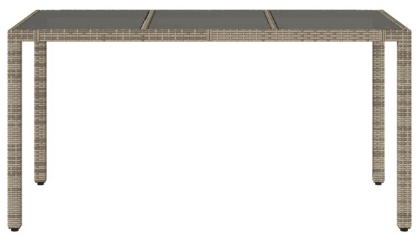 VidaXL szürke polyrattan üveglapos kerti asztal 150 x 90 x 75 cm