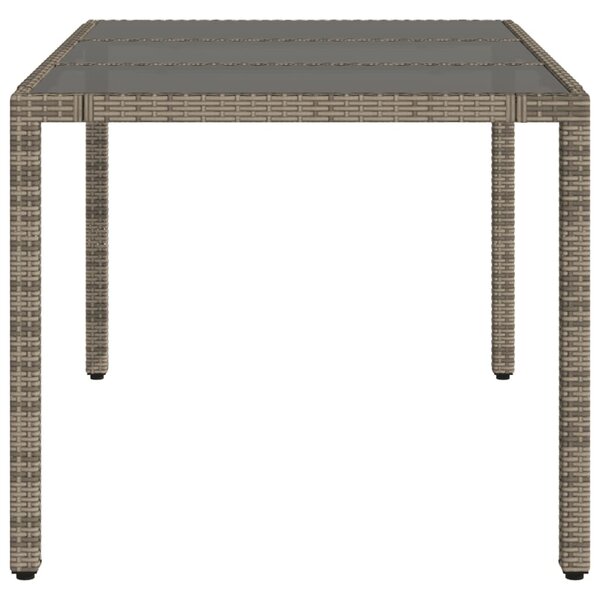 VidaXL szürke polyrattan üveglapos kerti asztal 150 x 90 x 75 cm