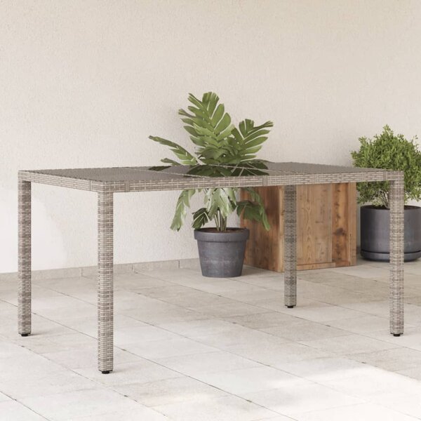 VidaXL szürke polyrattan üveglapos kerti asztal 150 x 90 x 75 cm