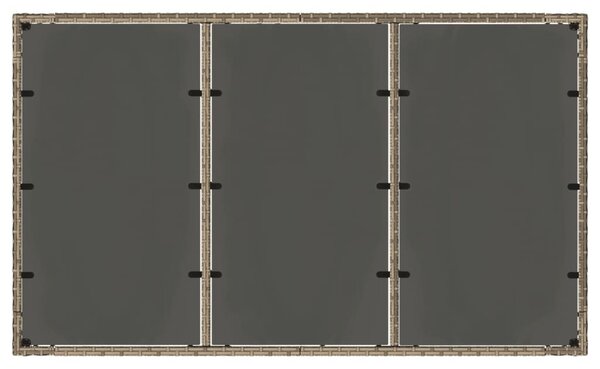 VidaXL szürke polyrattan üveglapos kerti asztal 150 x 90 x 75 cm