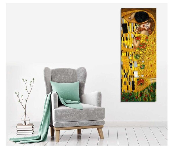 Vászon fali kép Gustav Klimt The Kiss másolat, 30 x 80 cm