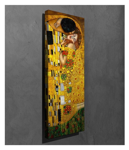 Vászon fali kép Gustav Klimt The Kiss másolat, 30 x 80 cm