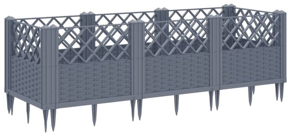 Kékszürke PP kerti virágláda cövekekkel 123,5 x 43,5 x 43,5 cm