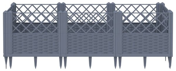 Kékszürke PP kerti virágláda cövekekkel 123,5 x 43,5 x 43,5 cm
