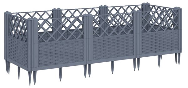 Kékszürke PP kerti virágláda cövekekkel 123,5 x 43,5 x 43,5 cm