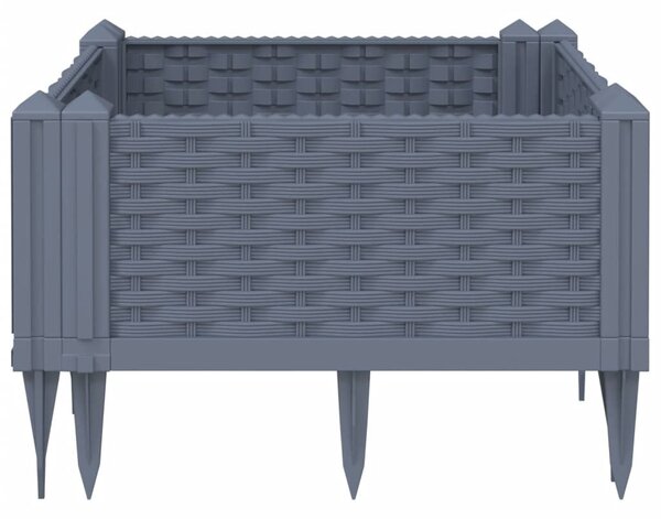 Kékszürke PP kerti virágláda cövekekkel 42,5 x 42,5 x 28,5 cm